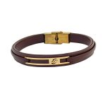 دستبند چرم و طلا مردانه کد 10
