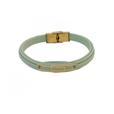 دستبند طلا و چرم زنانه کد 03