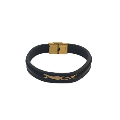 دستبند چرم و طلا