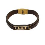 دستبند طلا چرم مردانه