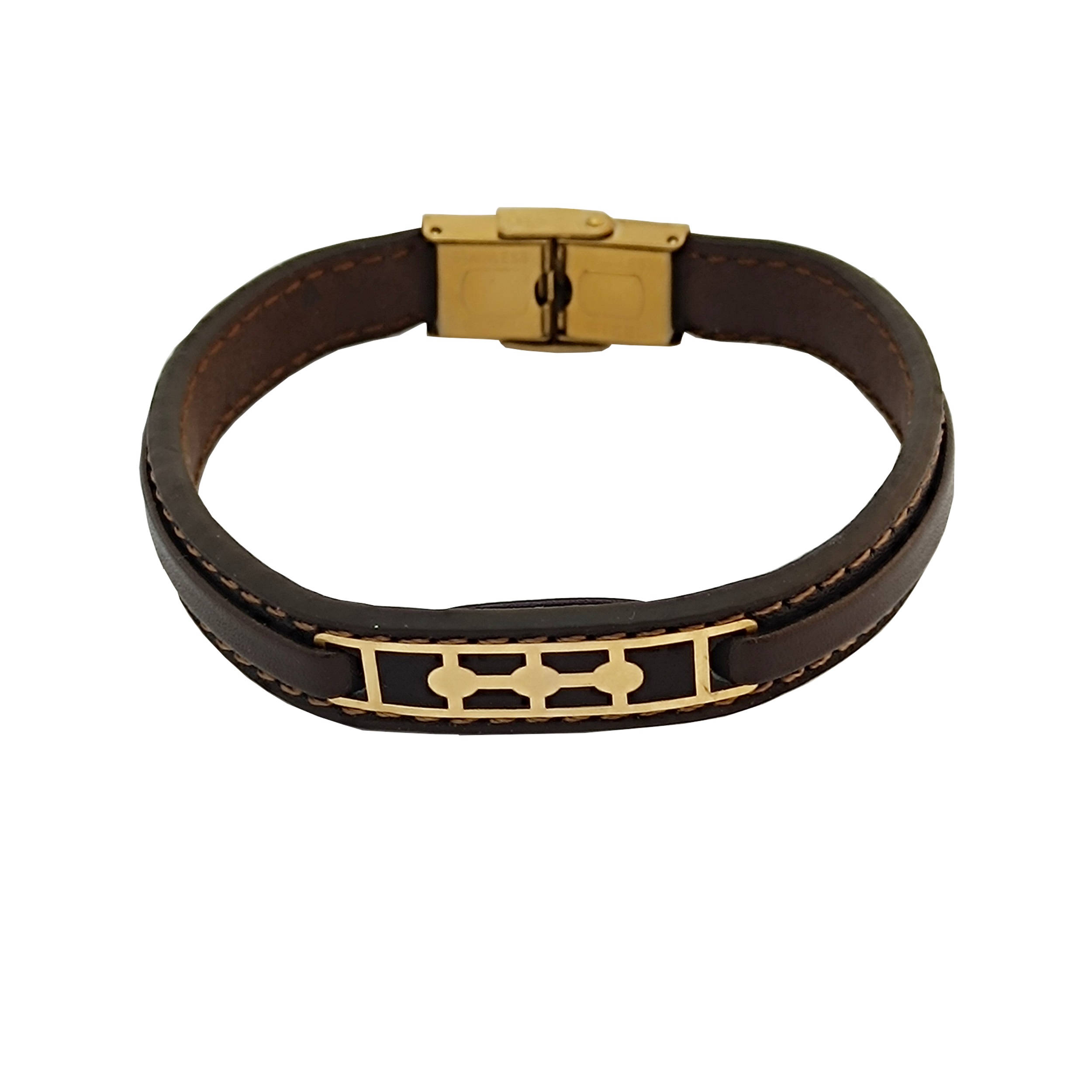 دستبند طلا چرم مردانه